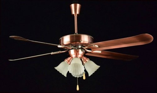 Люстра потолочная четырехрожковая Мелодия Света Вентилятор Е27 Медь фото Люстра потолочная четырехрожковая Мелодия Света Вентилятор Е27 Медь картинка